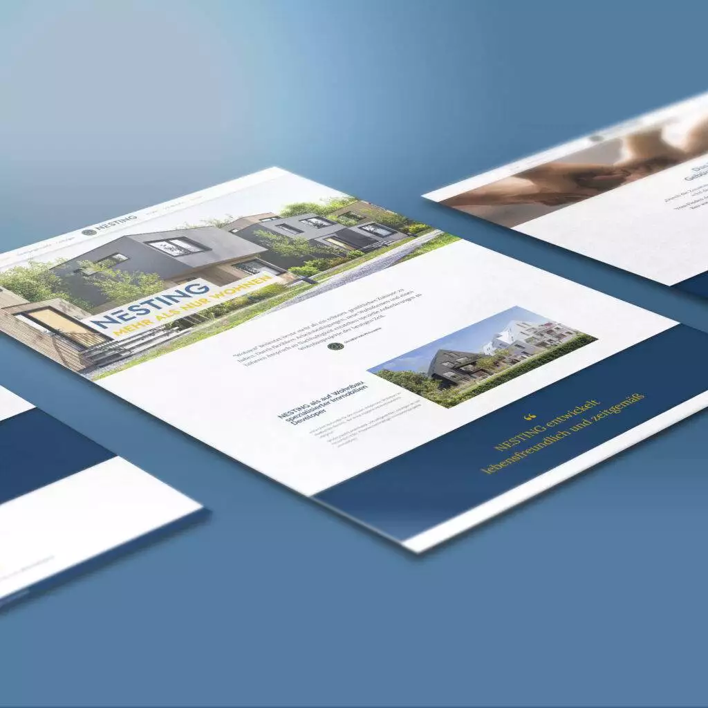 Digitales Handwerk Web Design Wien Portfolio Nesting Immobilien Development